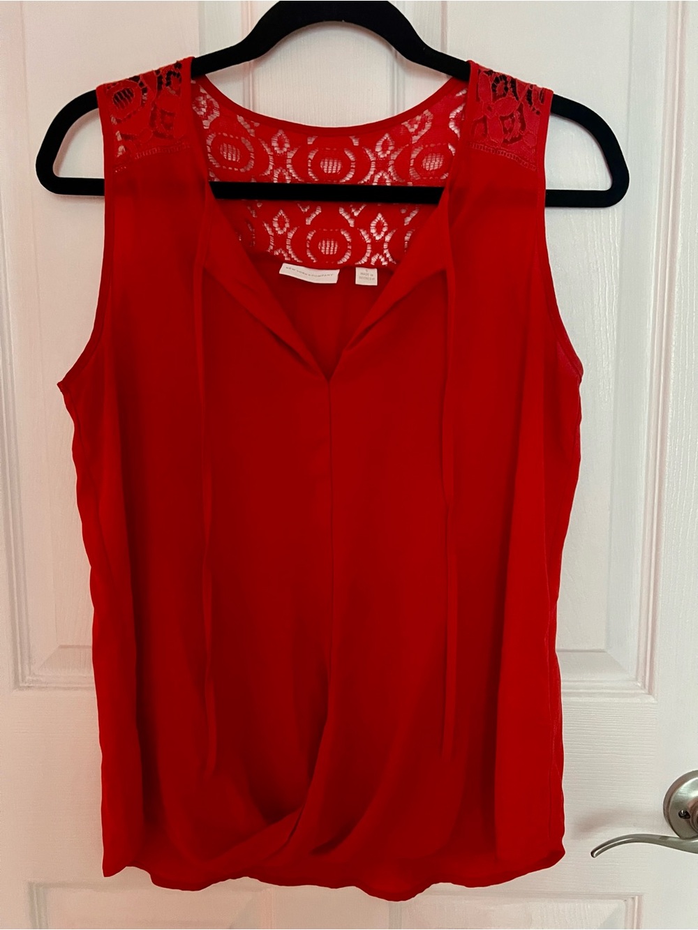 New York & Company Red Lace-Yoke Sleeveless Camisole